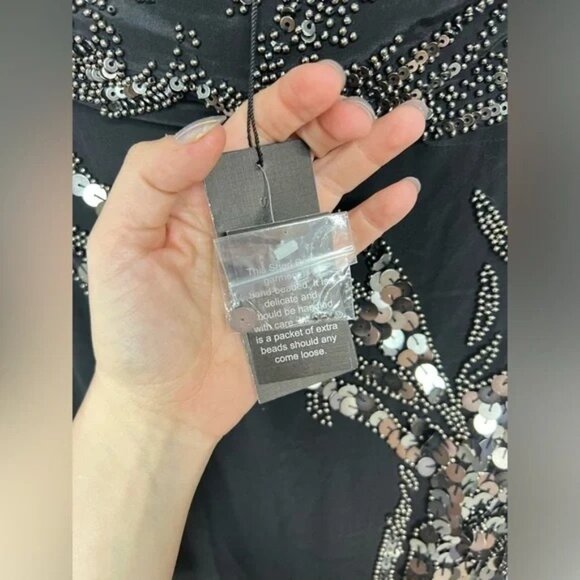 Sheri Bodell  Silk Sequin Strapless NYE Dress Black Size Small New With Tags - Picture 6 of 9